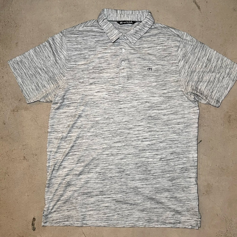 Travis Mathew Polo Shirt Men's Large Gray Heather Golf Performance Lightweight